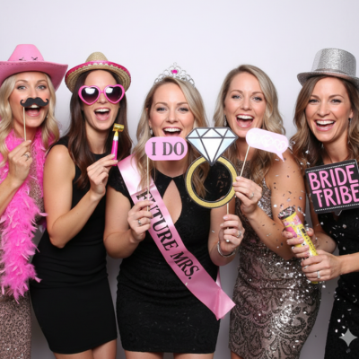 Bachelorette party in sashes and props