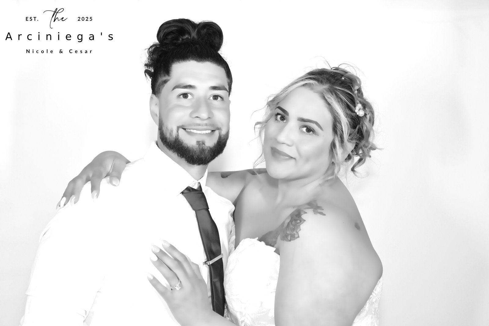 A black and white Glam group portrait