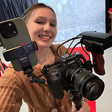 Savannah holding a camera rig